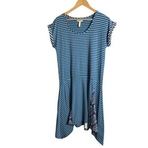 Matilda Jane Blue Stripe Walkabout Sidetail Dress‎ Medium